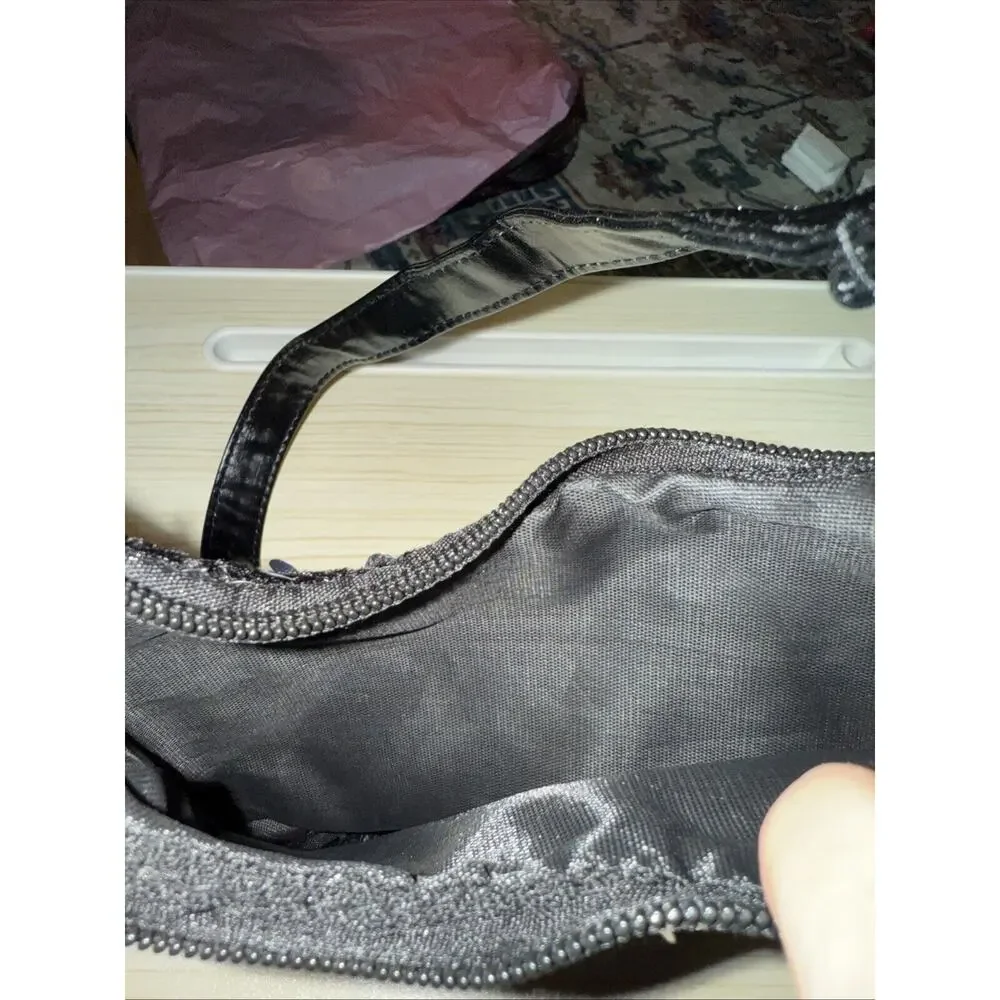 Small Women's Black Sequin Nylon Shoulder Bag for Evening, Holiday or Gift.
